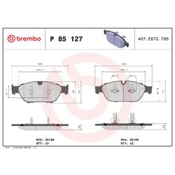 Brake Pad Set BREMBO P85127 OE Ref 4G0698151B
