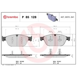 Brake Pad Set BREMBO P85128 OE Ref 4H0698151H
