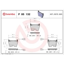 Brake Pad Set BREMBO P85132 OE Ref 4S0698151B