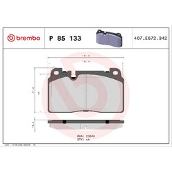 Brake Pad Set BREMBO P85133 OE Ref 8R0698151AD