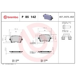 Brake Pad Set BREMBO P85142 OE Ref 8U0698451E