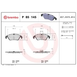 Brake Pad Set BREMBO P85145 OE Ref 4G0698151AA