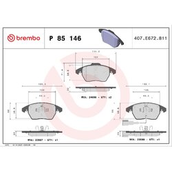 Brake Pad Set BREMBO P85146X OE Ref 3C0698151C