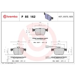 Brake Pad Set BREMBO P85162 OE Ref 8V0698451E
