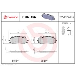 Brake Pad Set BREMBO P85165X OE Ref 4K0698151AA