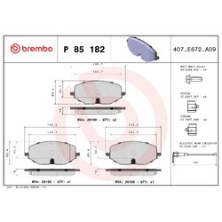 Brake Pad Set BREMBO P85182 OE Ref 2614210