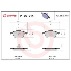 Brake Pad Set BREMBO P86014 OE Ref 2723990