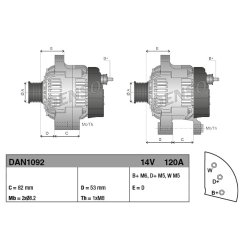 Alternateur DENSO DAN1092 OE 2871A305 DENSO