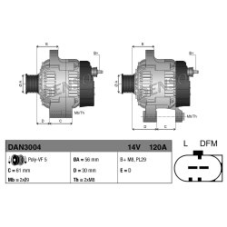 Alternator DENSO DAN3004 OE Ref 028903029E