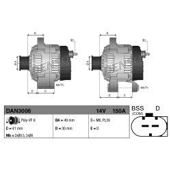 Alternator DENSO DAN3006 OE Ref 12317521385