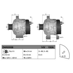 Alternator DENSO DAN3008 OE Ref 57055H