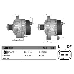 Alternator DENSO DAN3010 OE Ref 6601548061