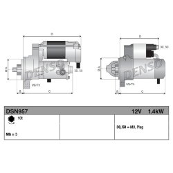 Démarreur DENSO DSN957 pour AUDI, SEAT, VW OE 09A911023 DENSO