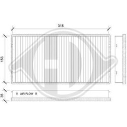 Filtre d'habitacle DCI0194 pour PORSCHE 911, BOXSTER OE 99657221901 DIEDERICHS