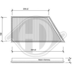 Filtre d'habitacle DCI1072 pour PEUGEOT 206, 206+ OE 6447.PE DIEDERICHS
