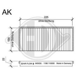 Filtre d'habitacle DCI1186S pour MAZDA MPV, RX-8 OE LD2361P11 DIEDERICHS