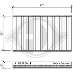 Filtre d'habitacle DCI1188 pour LAND ROVER DISCOVERY, RANGE ROVER DIEDERICHS