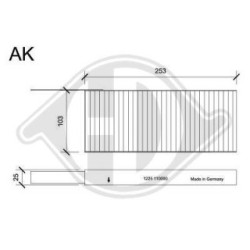 Filtre d'habitacle DCI1225S pour RENAULT LATITUDE OE 272771205R DIEDERICHS