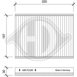 Filtre d'habitacle DCI1245 pour FIAT 500L, 500X OE 71775824 DIEDERICHS