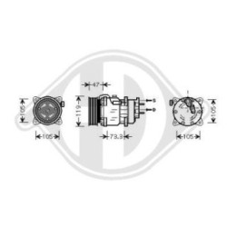 Compresseur DCK1443 pour PEUGEOT 206 OE 6453 kW DIEDERICHS