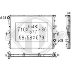 Radiateur DCM3444 pour AUDI, PORSCHE, VW OE 95510614200 DIEDERICHS