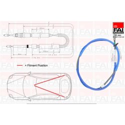 Handbrake Cable Pull FAI FBC0120 OE Ref 9641453080