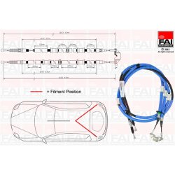 Handbrake Cable Pull FAI FBC0160 OE Ref 522454 FAI