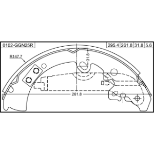 Kit de mâchoires de frein arrière FEBEST 0102-GGN25R pour TOYOTA FORTUNER, HILUX FEBEST