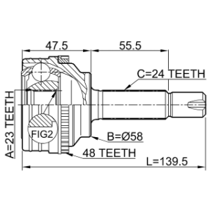 Joint homocinétique extérieur FEBEST 0110-035A48 pour TOYOTA 43410-52031 FEBEST