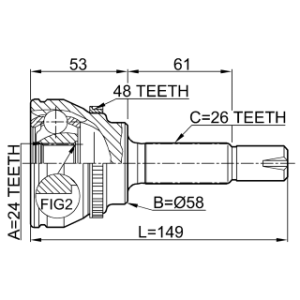 Joint homocinétique extérieur FEBEST 0110-055A48 pour TOYOTA 43410-12660 FEBEST