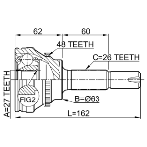 Joint homocinétique extérieur FEBEST 0110-072A48 pour TOYOTA 43410-33240 FEBEST