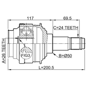 Joint homocinétique intérieur gauche FEBEST 0111-MCX20LH pour TOYOTA, LEXUS 43040-06050 FEBEST
