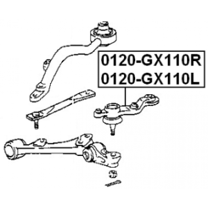 Rotule inférieure avant gauche FEBEST 0120-GX110L pour TOYOTA, LEXUS 04436-53010 FEBEST