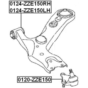 Bras de suspension avant droit FEBEST 0124-ZZE150RH pour TOYOTA, LEXUS 48068-02130 FEBEST