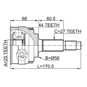 Joint homocinétique extérieur FEBEST 0210-065A44 pour NISSAN 39100-2J210 FEBEST