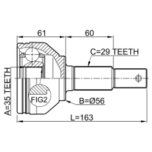 Joint homocinétique extérieur FEBEST 0210-J1020 pour NISSAN, RENAULT 39100-BB22B FEBEST