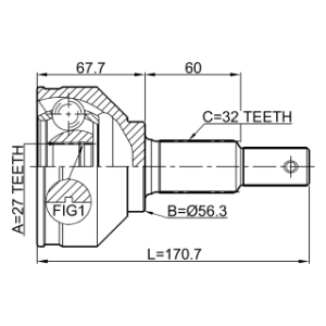 Joint homocinétique extérieur FEBEST 0210-J32 pour NISSAN 39211-1AA0A FEBEST