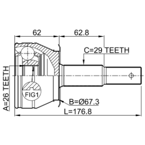 Joint homocinétique extérieur FEBEST 0210-R51AT pour NISSAN 39100-4JA0A FEBEST