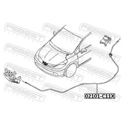 Câble de capot FEBEST 02101-C11X pour NISSAN LATIO, TIIDA OE 65620-EL00A FEBEST