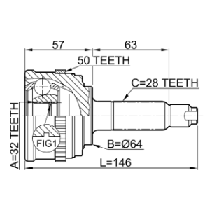 Joint homocinétique extérieur FEBEST 0310-033A50 pour HONDA, ACURA 44010-S0A-J50 FEBEST