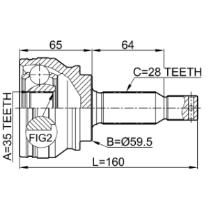 Joint homocinétique extérieur FEBEST 0410-CW5 pour MITSUBISHI, CITROËN, PEUGEOT 3815A065 FEBEST