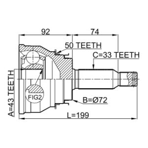 Joint homocinétique extérieur arrière FEBEST 0410-V75RA50 pour MITSUBISHI SHOGUN FEBEST