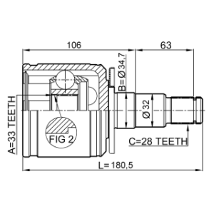 Joint homocinétique intérieur gauche FEBEST 0411-KB4LH pour MITSUBISHI 3815A183 FEBEST