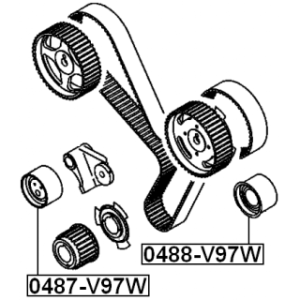 Poulie de renvoi FEBEST, courroie de distribution 0488-V97W pour MITSUBISHI et plus encore... FEBEST
