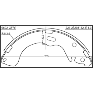 Kit de mâchoires de frein arrière FEBEST 0502-GFR pour MAZDA, FORD, MERCURY 1U2Z-2V200-RBRM FEBEST