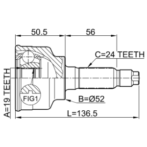 Joint homocinétique extérieur FEBEST 0510-014 pour KIA, MAZDA B001-22-510A FEBEST