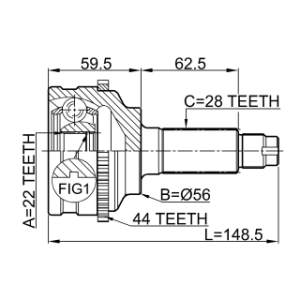 Joint homocinétique extérieur FEBEST 0510-038A44 pour KIA, MAZDA F061-22-510 FEBEST