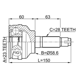 Joint homocinétique extérieur FEBEST 0510-049 pour MAZDA 3 OE FG05-25-500A FEBEST