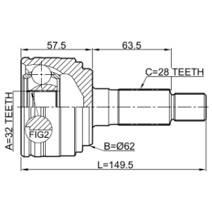 Joint homocinétique extérieur FEBEST 0510-GHMT pour MAZDA 5,6 OE FP10-25-50X FEBEST