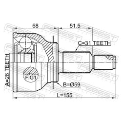 Kit de joint homocinétique FEBEST 0510-KEAT4WD pour MAZDA 6, CX-5 OE FTB4-22-510 FEBEST